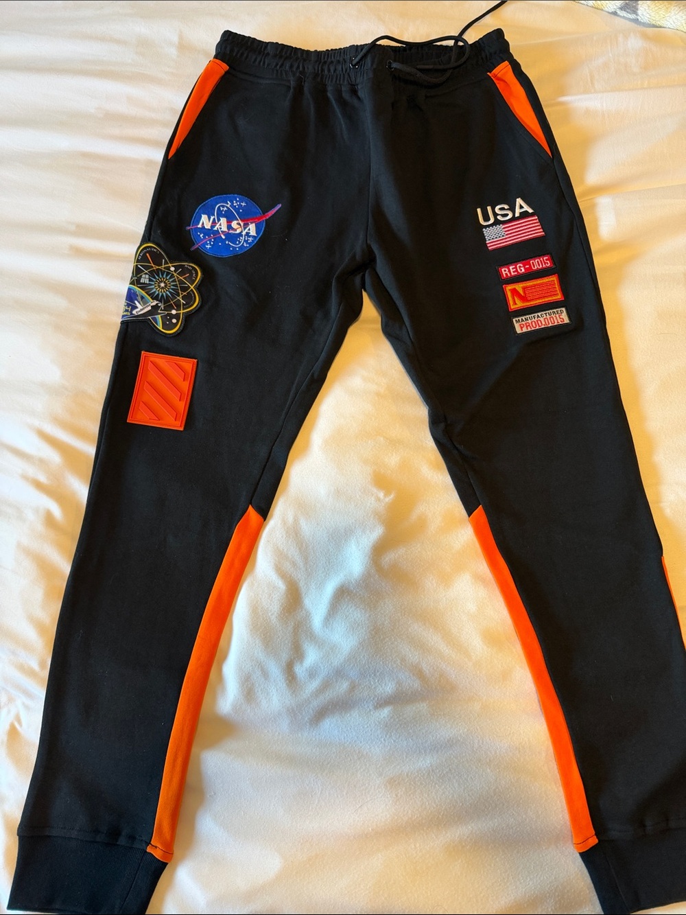 Black and Orange Patch Detail Joggers